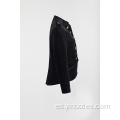 Blazer de botones combinado negro con span